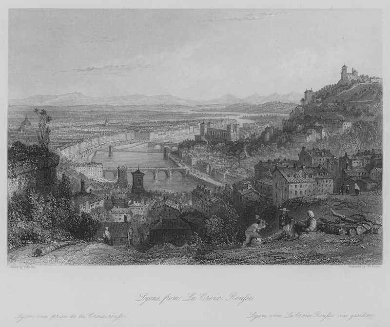 Lyons, from La Croix Rousse by Thomas (after) Allom