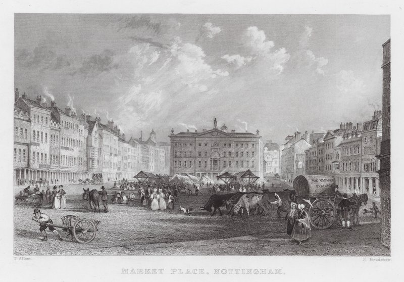 Market Place, Nottingham by Thomas (after) Allom