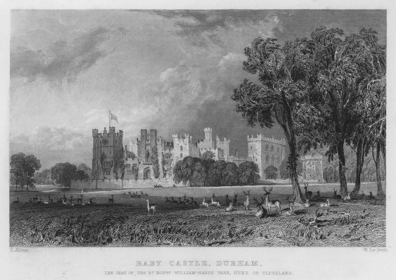 Raby Castle, Durham, the Seat of William-Harry Vane, Duke of Cleveland by Thomas (after) Allom