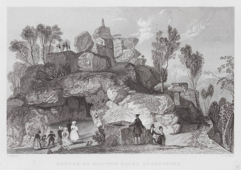 Rooter or Roo-tor Rocks, Derbyshire (engraving) by Thomas (after) Allom