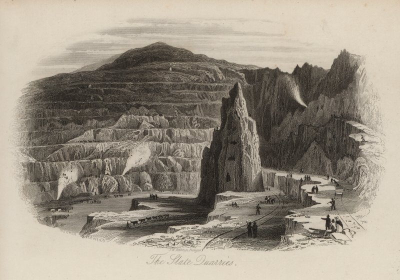 Slate quarries, Bethesda, North Wales by Thomas (after) Allom