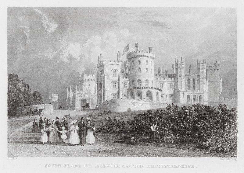 South Front of Belvoir Castle, Leicestershire (engraving) by Thomas (after) Allom