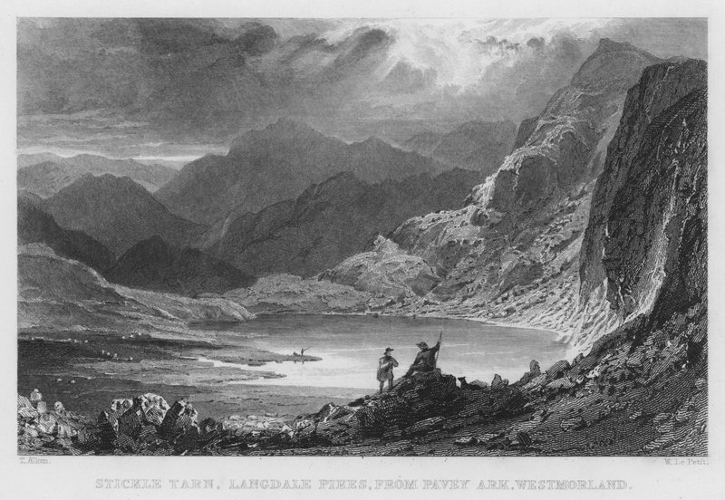 Stickle Tarn, Langdale Pikes, from Pavey Ark, Westmorland by Thomas (after) Allom