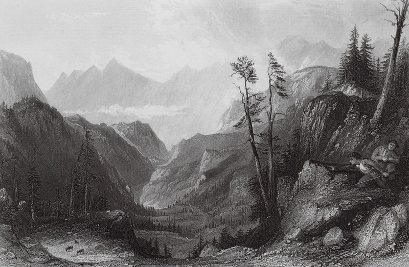 The Col de Tortes, Hunting the Izoid by Thomas (after) Allom