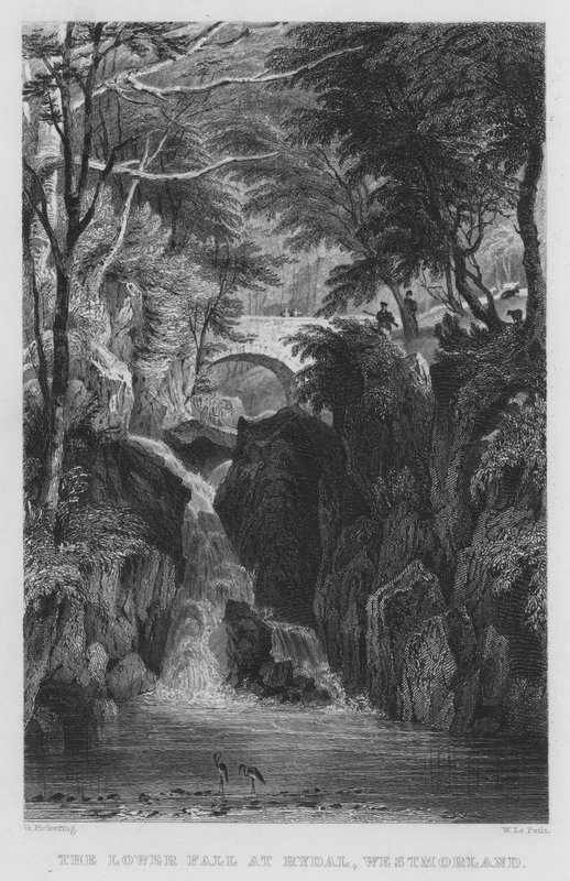 The Lower Fall at Rydal, Westmorland by Thomas (after) Allom