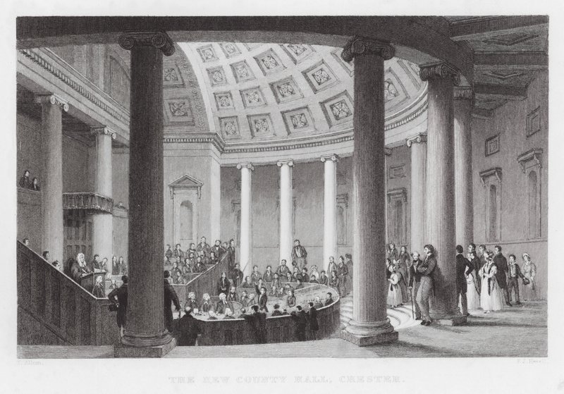 The New County Hall, Chester (engraving) by Thomas (after) Allom