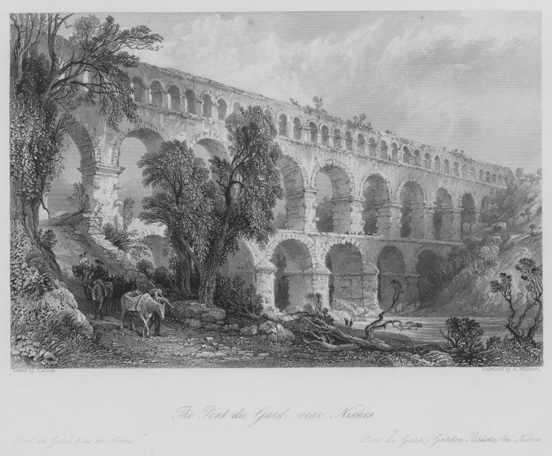 The Pont du Gard, near Nismes (engraving) by Thomas (after) Allom