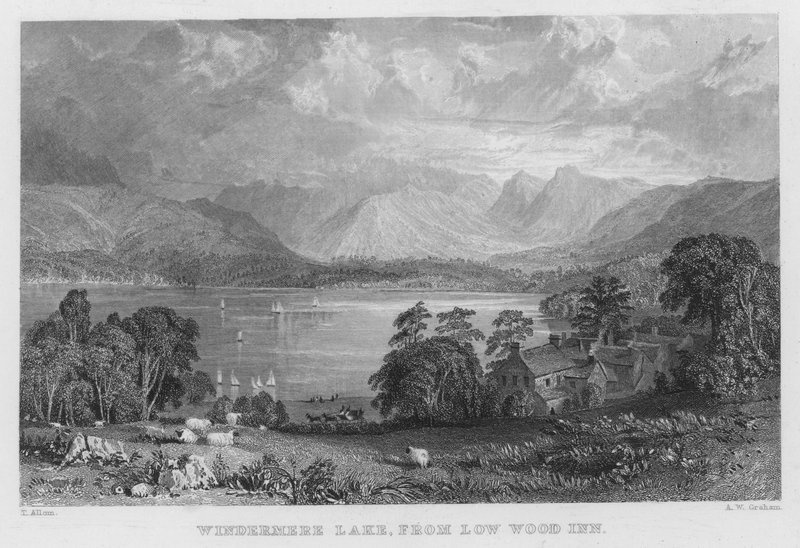 Windermere Lake, from Low Wood Inn by Thomas (after) Allom