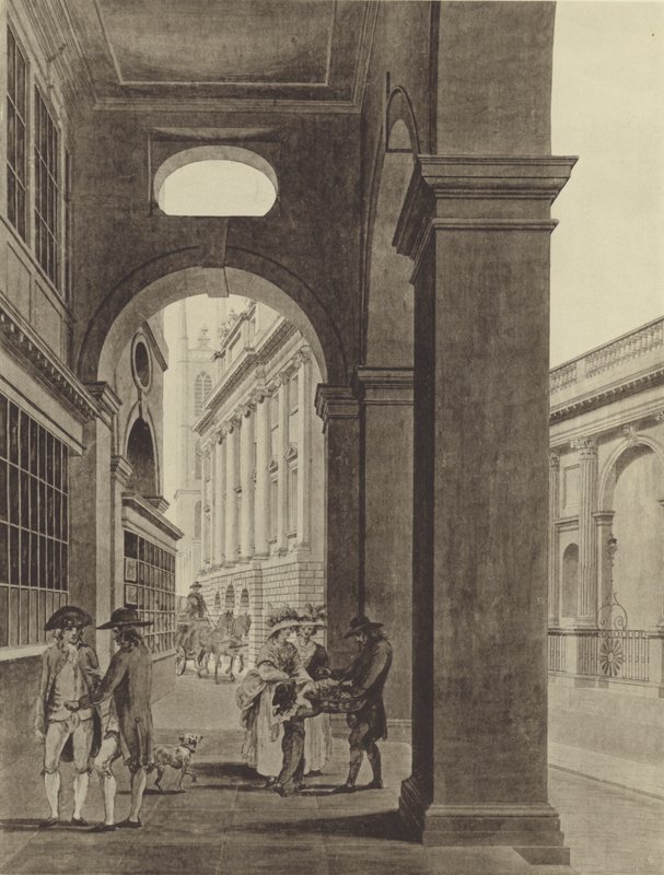 The Bank of England from the Royal Exchange Arcade by Thomas (after) Malton