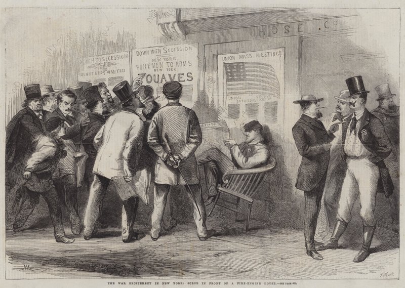 The War Excitement in New York, Scene in Front of a Fire-Engine House by Thomas (after) Nast
