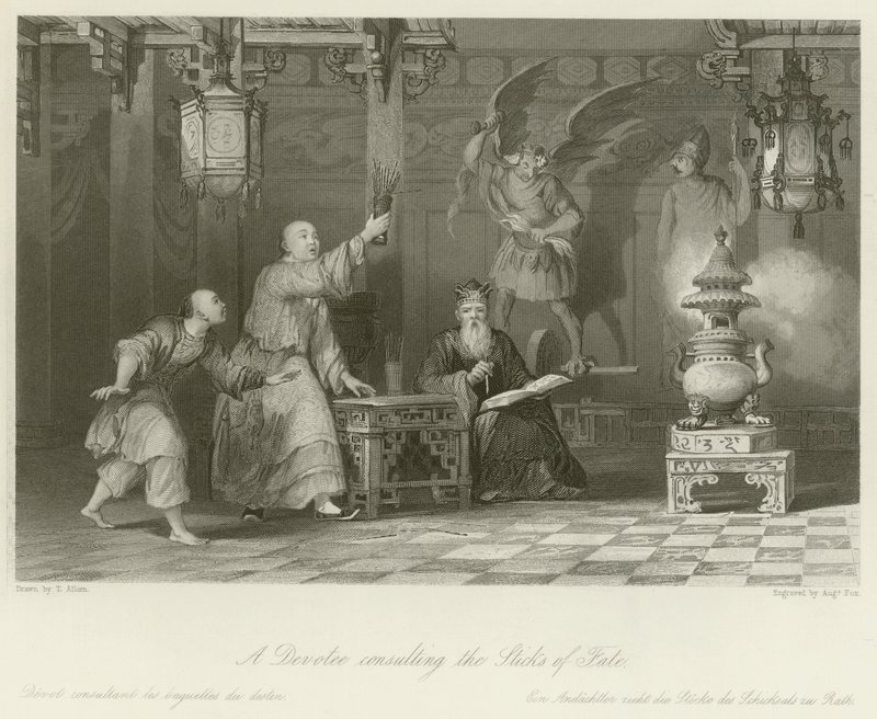A Devotee Consulting the Sticks of Fate by Thomas Allom