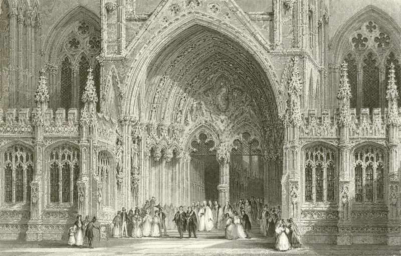 Entrance to Lincoln Cathedral by Thomas Allom