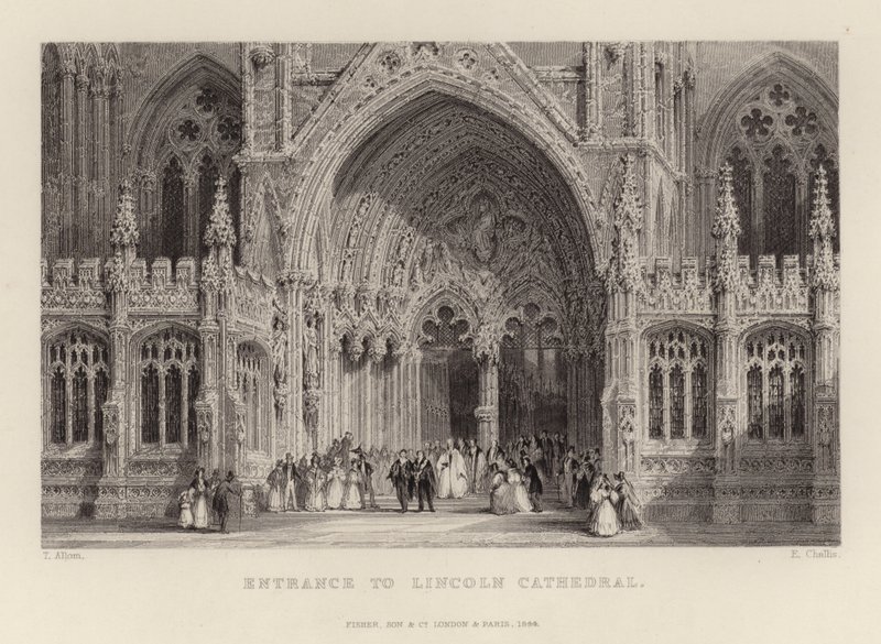 Entrance to Lincoln Cathedral by Thomas Allom