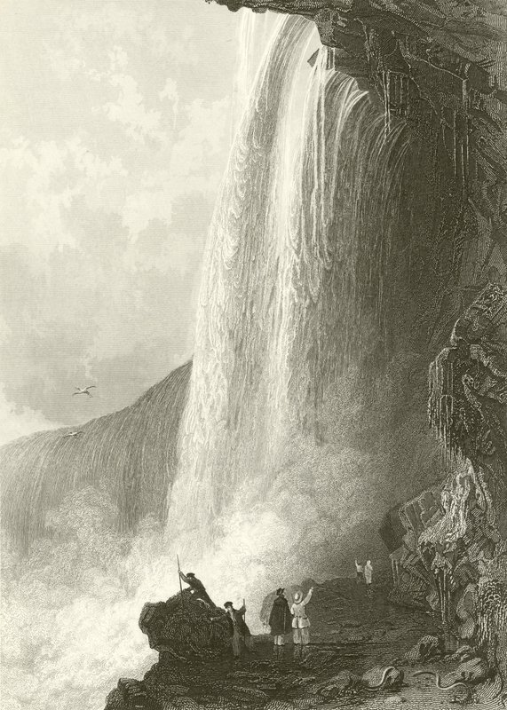 Horse Shoe Fall, Niagara. Entrance to the Cavern of, on the English side by Thomas Allom