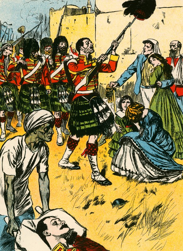 The Highlanders Entering Lucknow by Thomas Heath Robinson