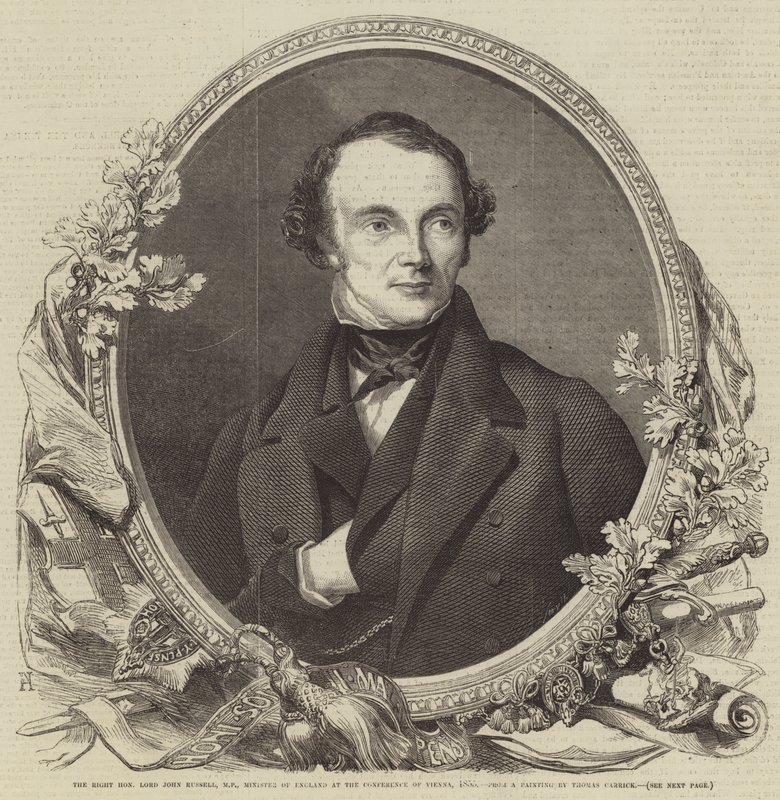 The Right Honourable Lord John Russell, MP, Minister of England at the Conference of Vienna, 1855 by Thomas Heathfield Carrick