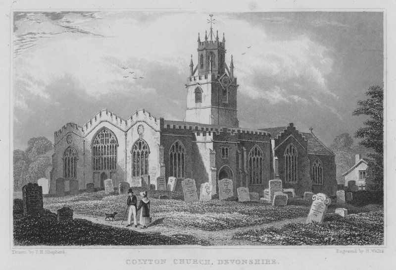 Colyton Church, Devonshire by Thomas Hosmer (after) Shepherd