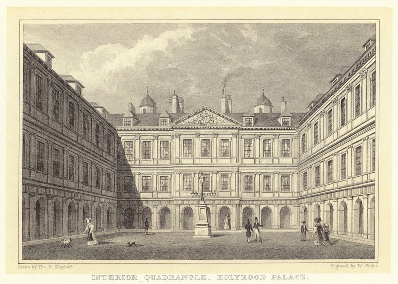 Interior Quadrangle, Holyrood Palace by Thomas Hosmer (after) Shepherd