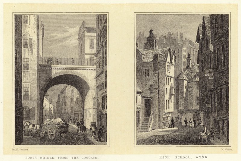 South Bridge, from the Cowgate; High School, Wynd by Thomas Hosmer (after) Shepherd