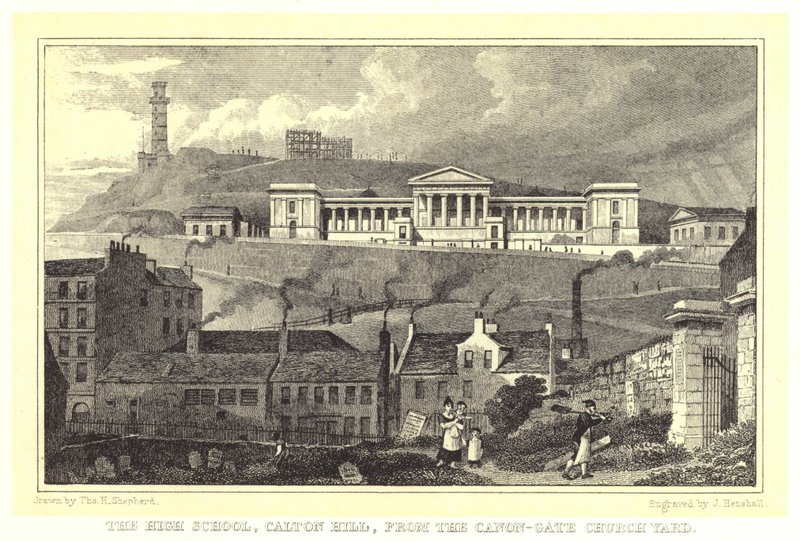 The High School, Calton Hill, from the Canon-Gate Church Yard by Thomas Hosmer (after) Shepherd