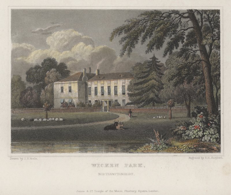 Wicken Park, Northamptonshire (engraving) by Thomas Hosmer (after) Shepherd