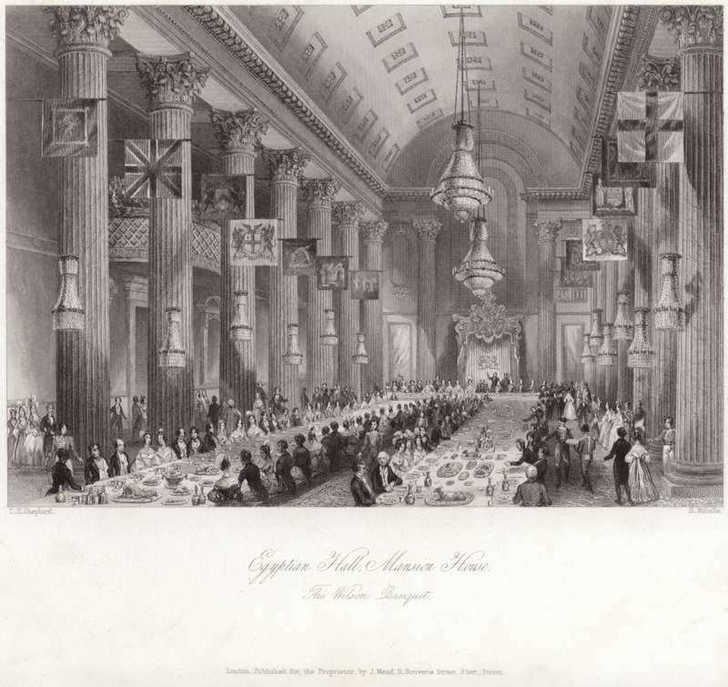 Egyptian Hall at the Mansion House during the Wilson banquet by Thomas Hosmer Shepherd
