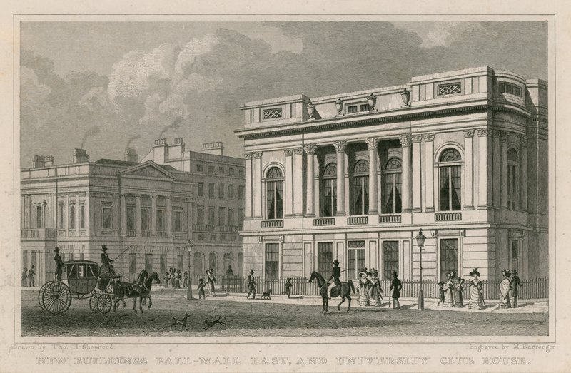 New buildings Pall Mall East and University Club House by Thomas Hosmer Shepherd