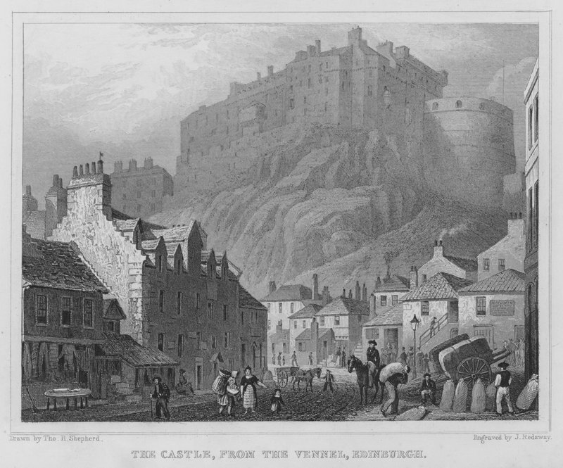 The Castle, from the Vennel, Edinburgh by Thomas Hosmer Shepherd