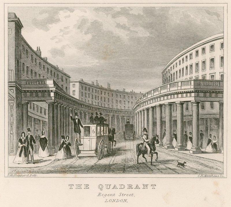 The Quadrant, Regent Street, London by Thomas Hosmer Shepherd