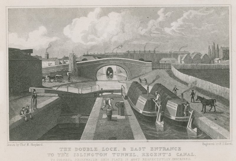The Double Lock and East Entrance to the Islington Tunnel by Thomas Hosmer Shepherd
