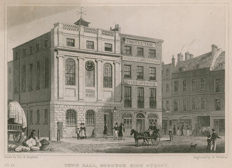 Town Hall, Borough High Street, Southwark, London by Thomas Hosmer Shepherd