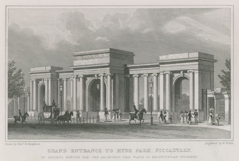 Triumphal Arch, Entrance to Hyde Park, London by Thomas Hosmer Shepherd