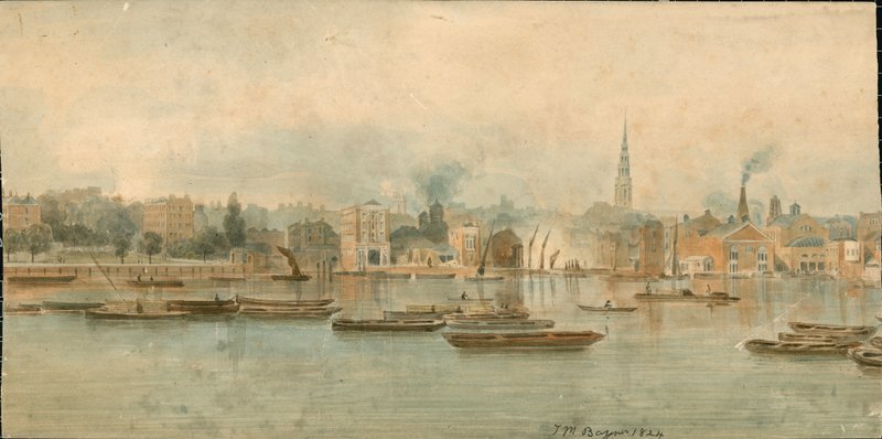 Panorama of River Thames, North Side, in 13 parts by Thomas Mann Baynes