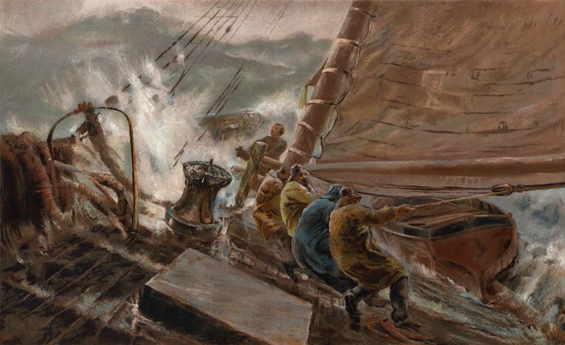A Moment of Peril by Thomas Marie Madawaska (after) Hemy
