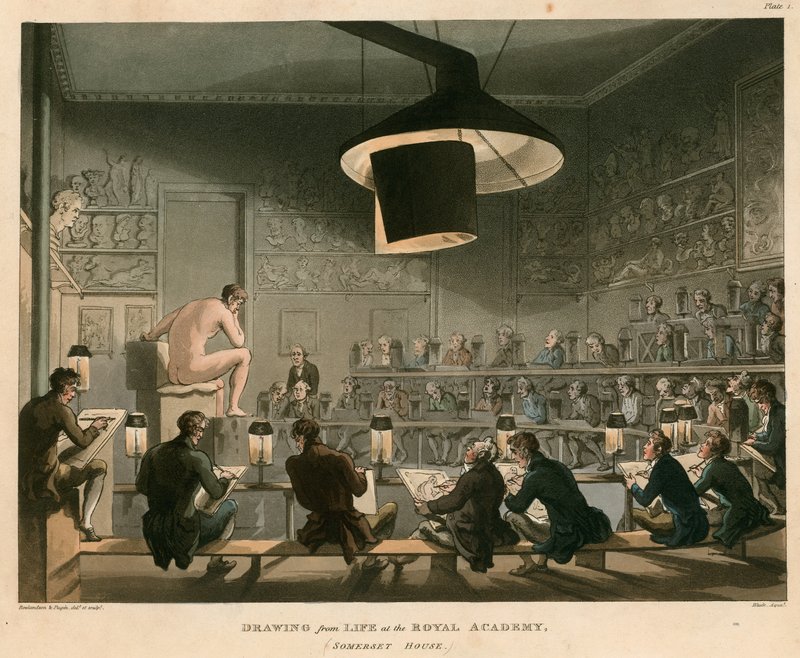 Drawing from Life at the Royal Academy, Somerset House, Strand, London by Thomas Rowlandson