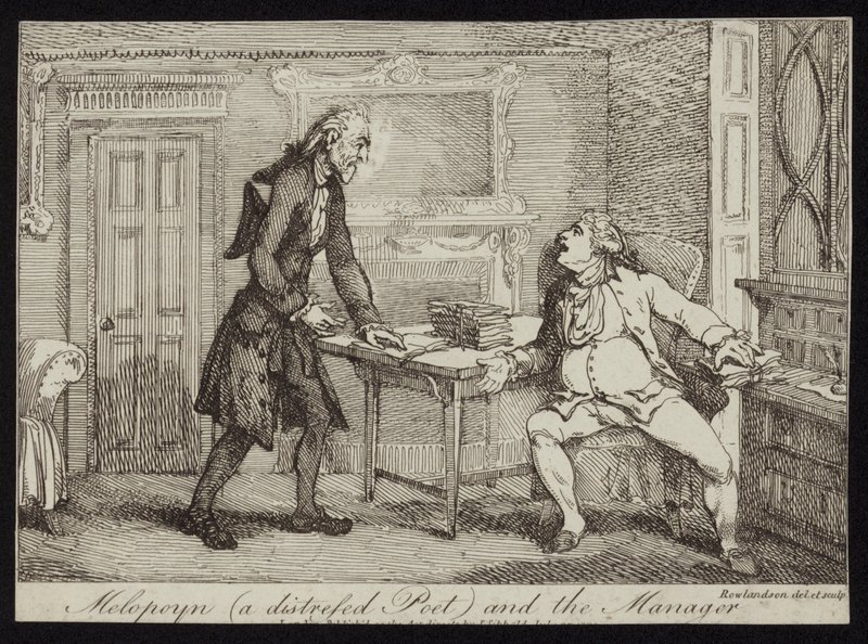 Melopoyn a distressed poet and the Manager by Thomas Rowlandson