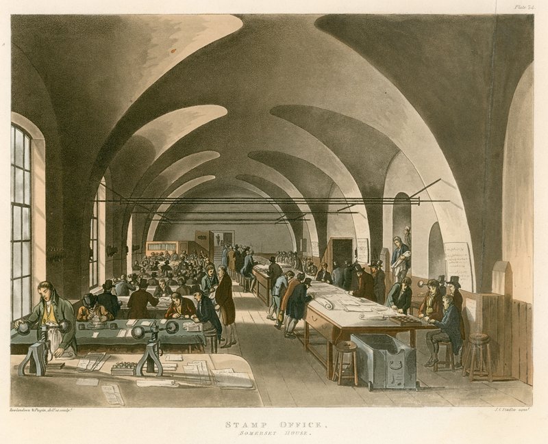 Stamp Office, Somerset House, Strand, London by Thomas Rowlandson