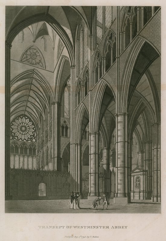 Transept of Westminster Abbey, London by Thomas Snr. Malton