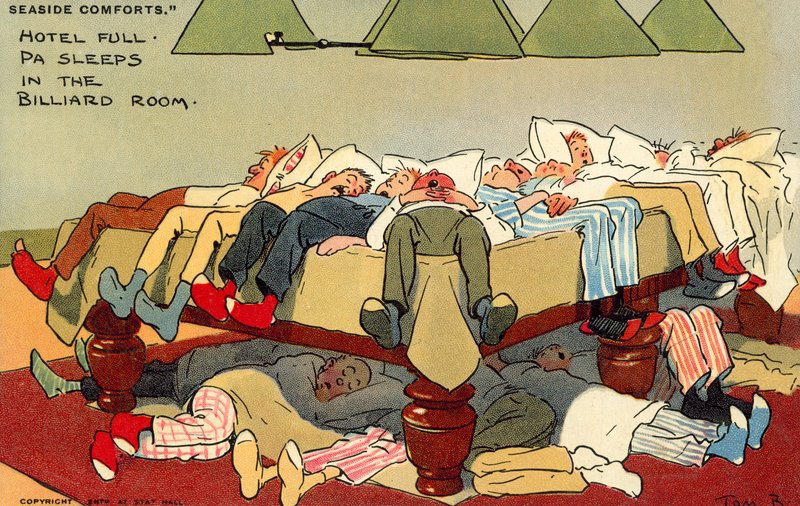 Hotel Full, Pa sleeps in the billiard room by Tom Browne