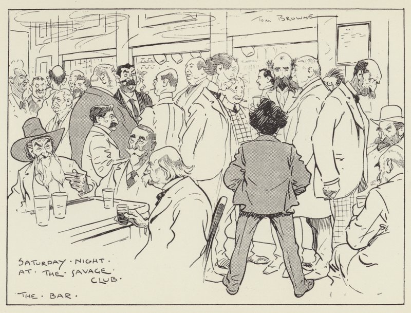 Saturday Night at the Savage Club, The Bar by Tom Browne