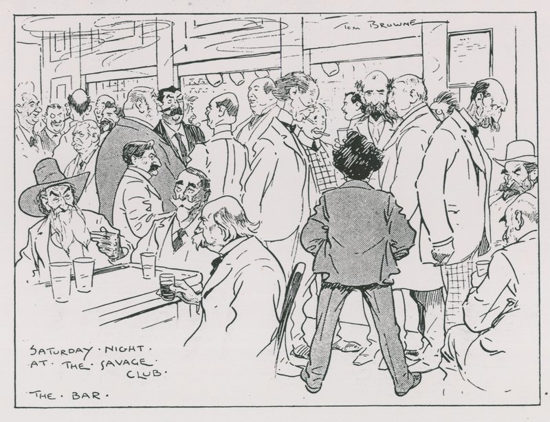 Saturday night at the Savage Club bar by Tom Browne