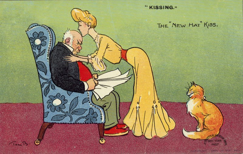 Woman Kissing Her Cantankerous Husband by Tom Browne