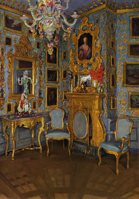 Blue Hall in Castle Sigmaringen, Decoration of the Rococo Period by Unbekannt Unbekannt