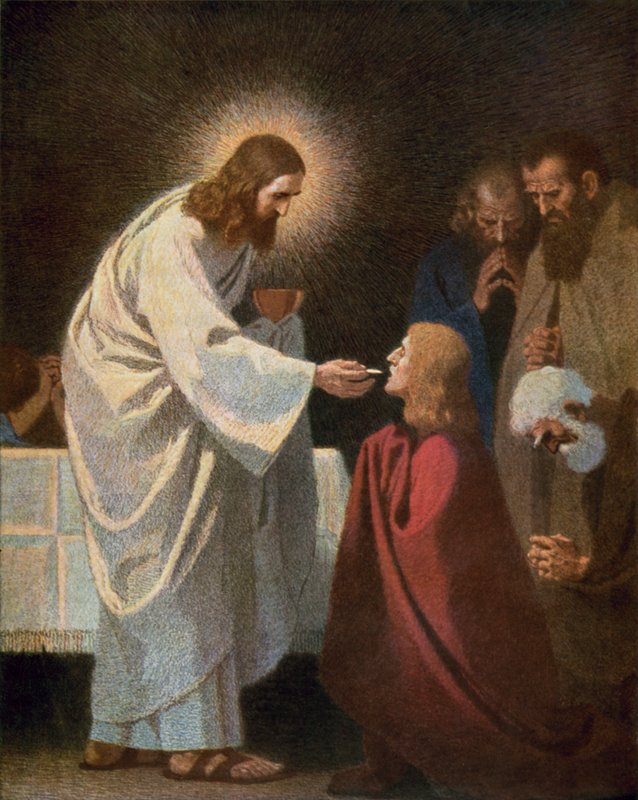 Jesus Giving Communion to St John by Unbekannt Unbekannt