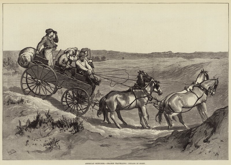 American Sketches, Prairie Travelling, Indians in Sight by Valentine Walter Lewis Bromley