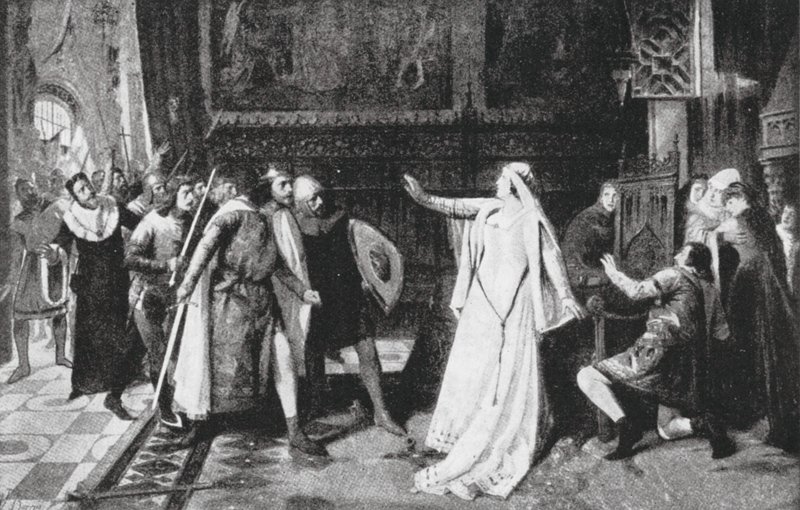 Maria de Molina repelling the Nobles by Vicente Borras Abella