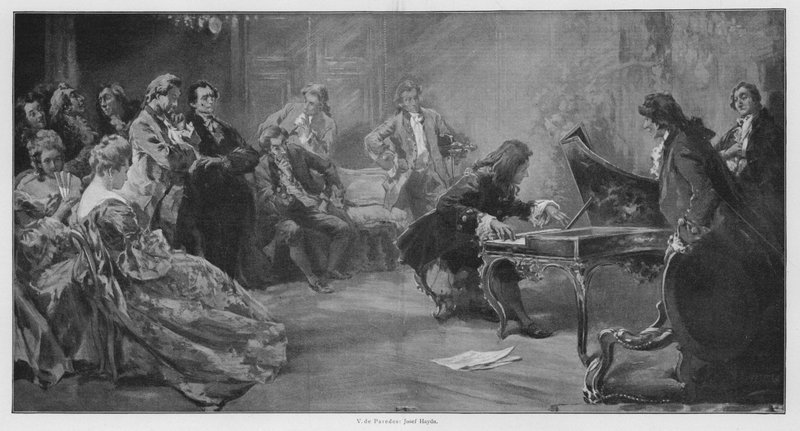 Austrian Composer Joseph Haydn Playing the Piano (litho) by Vicente de (after) Paredes