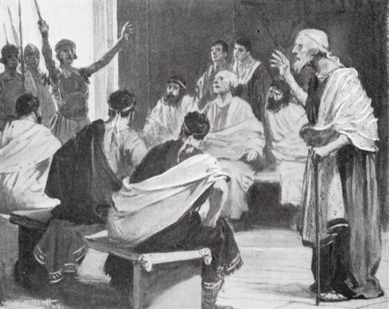 Romulus brings news to his grandfather that he was once more King of Alba by W.R.S. (after) Stott