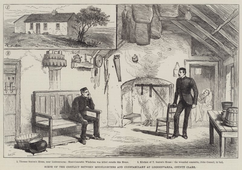 Scene of the Conflict between Moonlighters and Constabulary at Lisdoonvarna, County Clare by Walter Paget