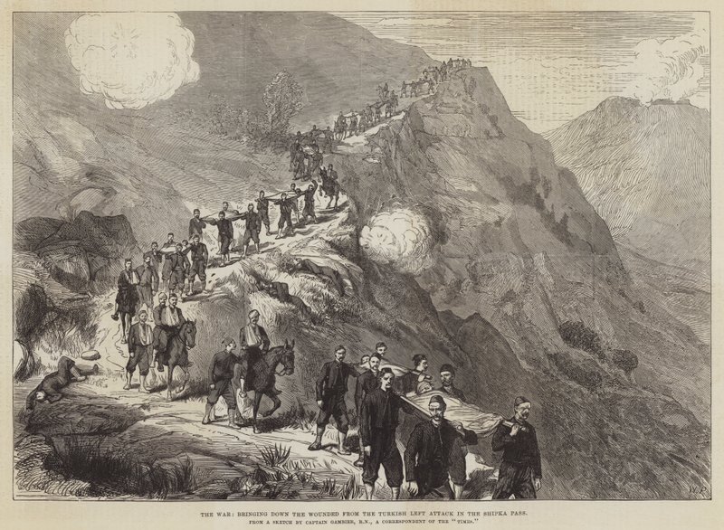 The War, bringing down the Wounded from the Turkish Left Attack in the Shipka Pass by Walter Paget